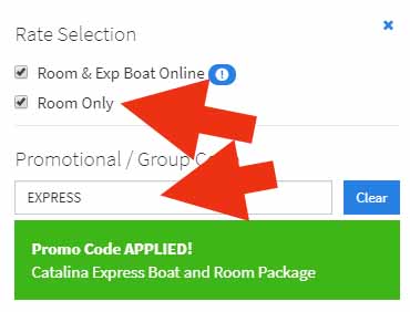 Type EXPRESS in Code Box de select room only